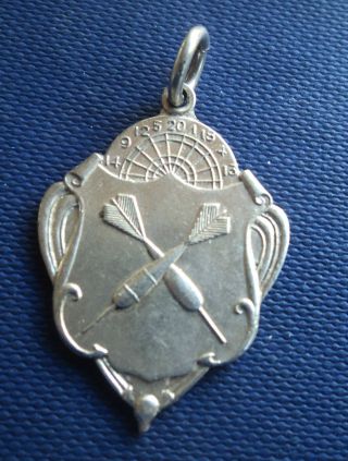 Vintage Sterling Silver Darts Fob Medal H/m 1946 Fattorini & Sons Not Engraved