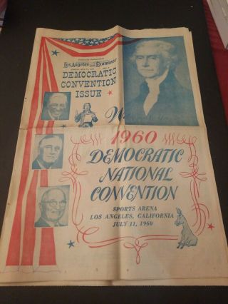 Rare Los Angeles Examiner July 11 1960 Democratic Convention Issue Jfk