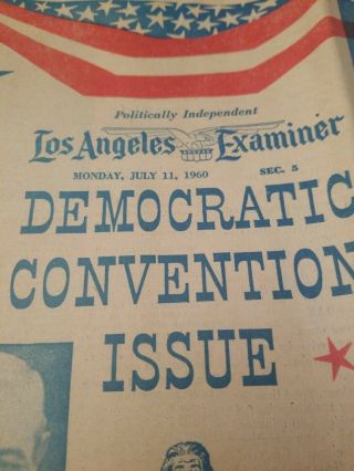 RARE LOS ANGELES EXAMINER JULY 11 1960 DEMOCRATIC CONVENTION ISSUE JFK 2