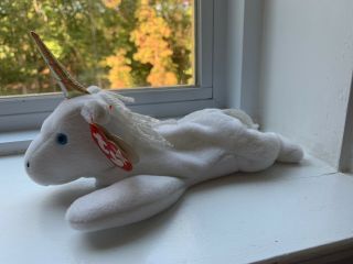 Rare Authenticated Ty Beanie Baby Mystic Horse 3rd Gen 1st Tush Tag Unicorn Pe