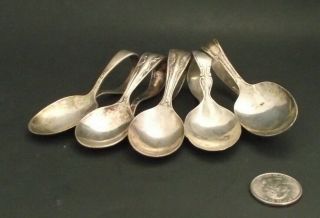 Set Of 5 Antique Silver Plate Baby Spoons 2 Oneida 1 Mappin And Webb Etc