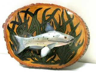 Paul Mcneal Catfish Plaque Folk Art Fish Spearing Decoy Carver Ice Fishing