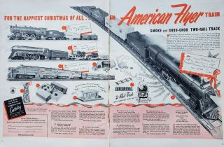 Rare 1950 American Flyer Electric Toy Train Set 4 Models Christmas - Print Ad