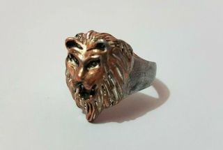 Rare Ancient Bronze Roman Ring Symbol The Lion Artifact Bronze Ring Authentic