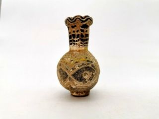 Ancient Phoenician Glass Jar With Floral Decoration And Flared Rim R39