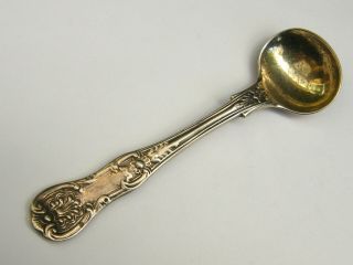 Antique - Rare Early Victorian Solid Silver Kings Pattern Salt Spoon - Glasgow - C1845