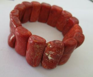 Attractive Antique Chunky Natural Cut Real Red Coral Bracelet