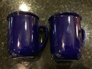 Chantal Cobalt Blue Stoneware Tea Cup Coffee Mug - 8 Ounces,  Set Of 2 Rare