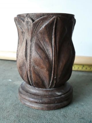 Hand Carved Oak Pot