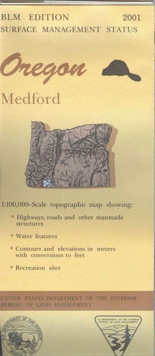 Usgs Blm Edition Topographic Map Oregon Medford 2001