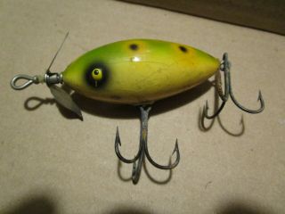 Vintage Heddon Lure & 1 Wood Fishing Lure With Glass Eyes.