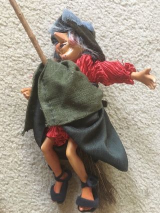 Vintage Kasma Handcrafted Happy Baba Yaga The Flying Witch Wall Hanging Thailand
