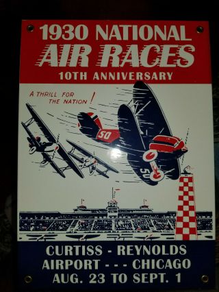 Aviation Nostalgia - 1930 National Air Races Sign.  Made In Usa - Rare