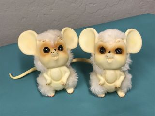 Vintage 1970 Kamar Japan Big Eye Toy Mice Rubber Fur Rare Adorable
