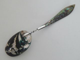 Antique Sterling Silver And Mother Of Pearl / Shell Sugar Sifter 6 " Spoon
