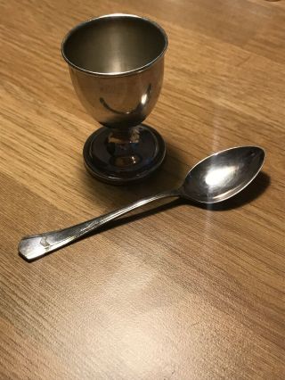 Vintage Silver Plated Egg Cup And Spoon - Epns - Made In England - Boxed