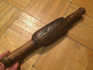 18th Century Rolling Pin All Made Out Of 1 Piece Of Walnut Wood Great Prim Look