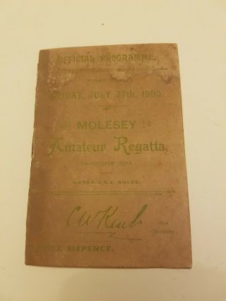 Molesey Amateur Regatta Friday,  July 27,  1900 Official Programme,  Rare Survival