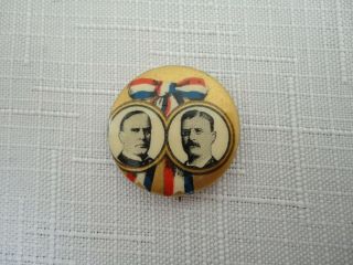 Antique William Mckinley & Teddy Roosevelt Jugate Pin Pinback Button