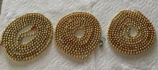 Vtg Antique Christmas Mercury Glass Garland Gold Tone Bead 3 Strands Approx 24ft