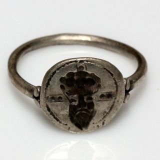 Stunning Byzantine Empire Silver Seal Ring Empire Bust Depiction Circa 700 - 900 A