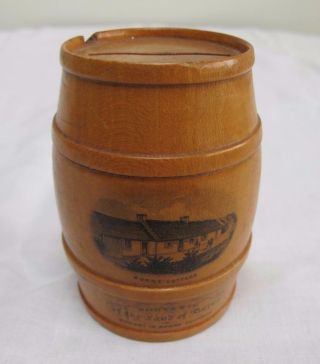 Antique Mauchline Ware Money Box Barrel Form Safe Bought In Burns Cottage Treen