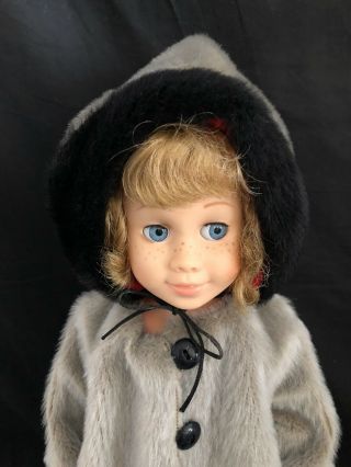 Vintage Chatty Cathy Doll Clothes Outfit Faux Fur Coat & Hat Winter Wear
