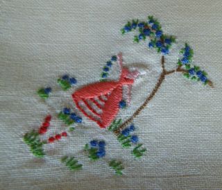 Set 6 Napkins Beautifully Hand Embroidered With Crinoline Ladies To One Corner