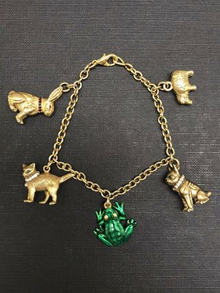 Rare Htf Metropolitan Museum Of Art Mma Charm Bracelet Rabbit Dog Cat Frog Hippo