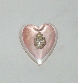 Vintage Wwii Lucite Usn Navy Sweetheart Pendant Rare Two Tone Pink And Clear Ww2