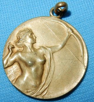 Antique Archery Medal Award - Gold Gilt - Very Fine