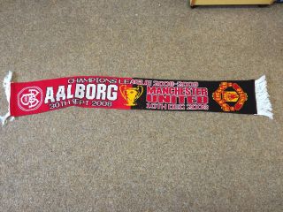 Rare 2008/09 Aalborg V Manchester United Champions League Football Scarf