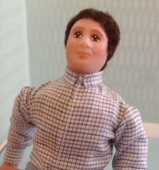 RARE cute Dollhouse MAN DOLL,  Made with polymer clay,  OOAK 1:12 scale Miniature 3
