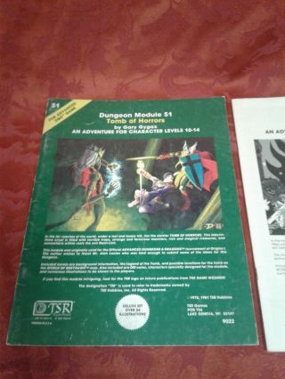 Rare good TSR module TOMB OF HORRORS module S1 9022 gygax gift book 1st ed ad&d 3