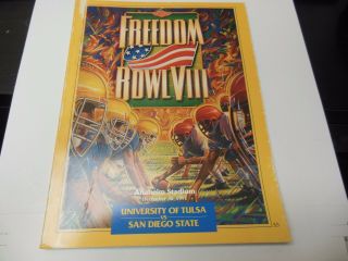 1991 Freedom Bowl Program Ncaa Football Rare Tulsa Vs.  San Diego State,  Anaheim