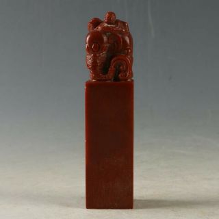 Chinese Natural Jade Seal Handmade Carved Elephant Gl1048
