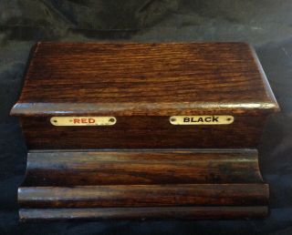 Antique Late 19th Century English Oak Ink Box,  No Ink Wells.  Vgc 2