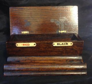 Antique Late 19th Century English Oak Ink Box,  No Ink Wells.  Vgc 3