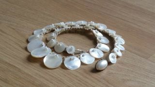 Antique Victorian Carved Mother Of Pearl Necklace