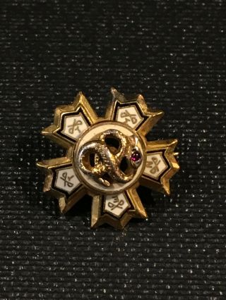 Vintage Sigma Nu Fraternity Gold Badge Pin Snake Swords Theta Alpha Chapter Rare