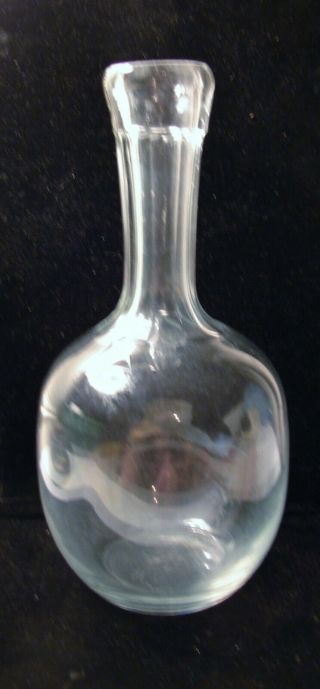 Antique 19th Century Blown Clear Glass Water Bottle With Paneled Fluted Neck