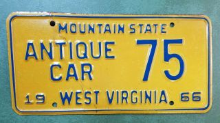 1966 West Virginia Antique Car License Plate No.  75