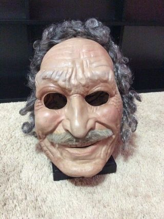 Vintage Cesar 1970’s Old Man Halloween Mask Vinyl With Hair Scary Rare Retro