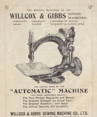 Willcox & Gibbs Antique Sewing Machine Price List