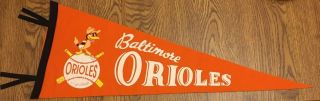 1950’s Vintage Rare Mlb Baltimore Orioles Baseball Pennant Full Size