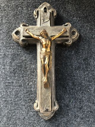 Antique Early 1900s Syroco Cross With Inner Compartment Crucifix Last Rights