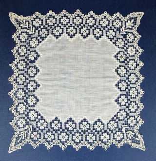 Antique Lace Crochet Handkerchief / Square.  26 Cm X 29 Cm