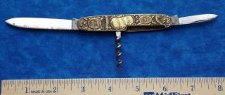 Rare Vintage Gusstahl Salesmans Sample Metal 2 - Blade Corkscrew Knife Stidham