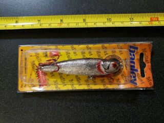 Vintage Bagley Finger Mullet Fishing Lure Silver On Card
