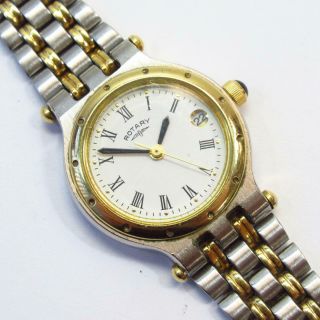 Rotary 4865 Vintage Ladies Two Tone Gold Plated Quartz Watch (needs Battery)